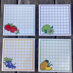 Colorful Fruit Design Ceramic Coasters Set Taiwan Country Farm Fun Table Berries